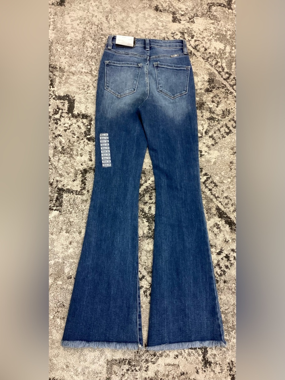 KanCan Medium Blue High-Rise Flare Jeans with Raw Hem KC7858M - Picture 2 of 2
